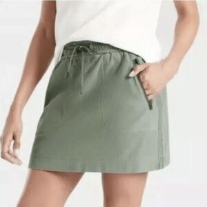 Athleta Farallon Skirt Fern Green Organic Cotton Pull-On Casual Skirt Size Small